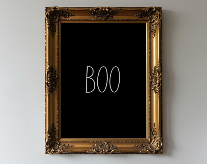 BOO Halloween Poster, Minimalist Black and White Wall Art…