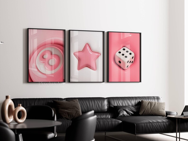 Pink Set of 3 Hypebeast Wall Art
