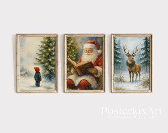 Vintage Christmas Wall Art Set, image 2