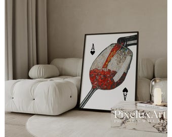 Ace Card Wine Glass Wall Art, image 1