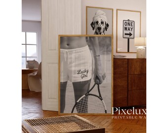 Black & White Old Money Aesthetic Tennis Print, image 2