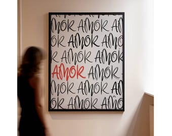 Amor Poster – Retro Amor Typography Art Print, Amore Wall Decor, image 5