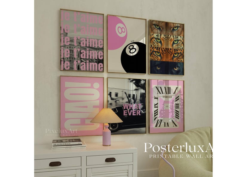 Pink Leopard Wall Art Set