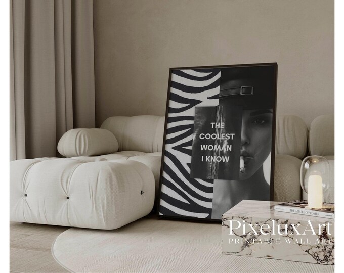 Girly Black Wall Art, Collage Apartment Print, Black And…