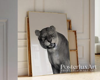 Black White Lion Wall Art Print, image 4