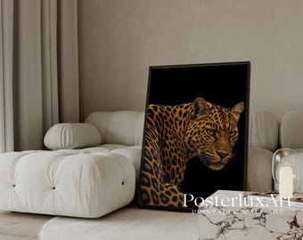 Set of 3 Black Leopard Wall Art, image 3