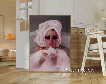 Pink Glam Bathroom Wall Art Set of 3, image 2