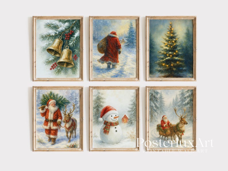 Christmas Wall Art Set of 6