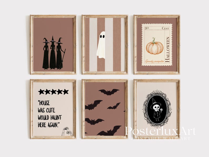 Vintage Halloween Wall Art Set of 6