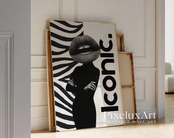 Iconic Lips Zebra Collage Apartment Print, image 3