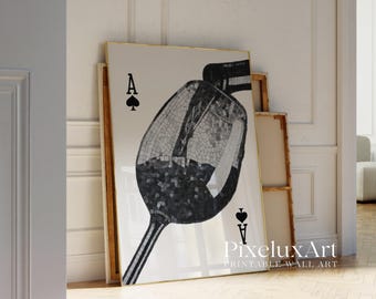 Black and White Ace of Spades Wine Glass Wall Art, image 5