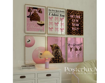 Pink Leopard Wall Art Set, image 1