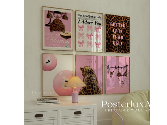 Pink Leopard Wall Art Set