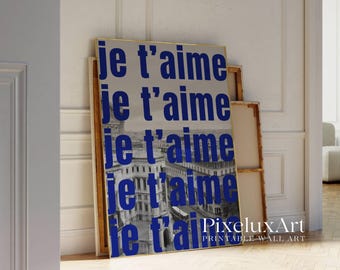 Navy Blue Je T'aime Wall Art, image 4