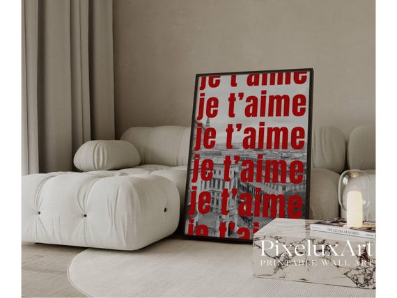 Je T'aime Typography Wall Art