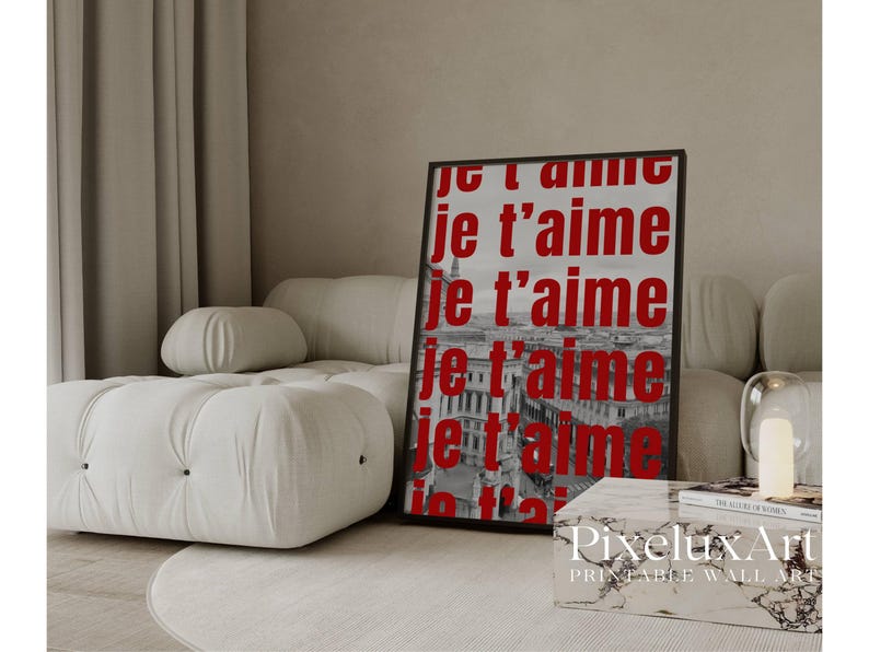 Je T'aime Typography Wall Art