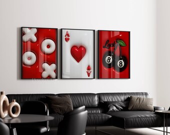 Red Set of 3 Hypebeast Wall Art, image 1