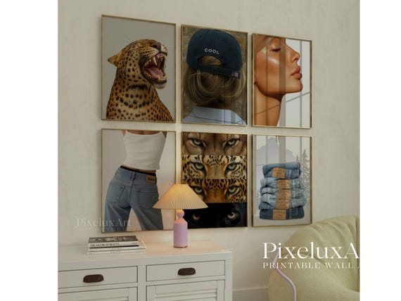 Modern Stockholm Fashion & Leopard Wall Art Set