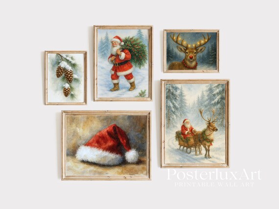 Vintage Charming Christmas Print Set