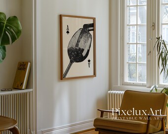 Black and White Ace of Spades Wine Glass Wall Art, image 3