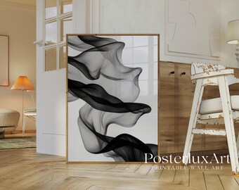 Black & White Abstract Flow Wall Art, image 3