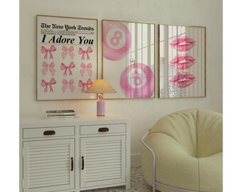 Retro Y2K Pink Wall Art Set, image 1