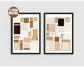 2 Set Neutral Blank Matchbox Template Canva, image 1