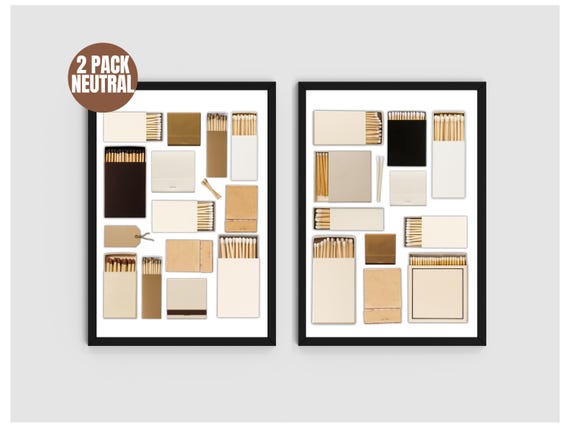 2 Set Neutral Blank Matchbox Template Canva