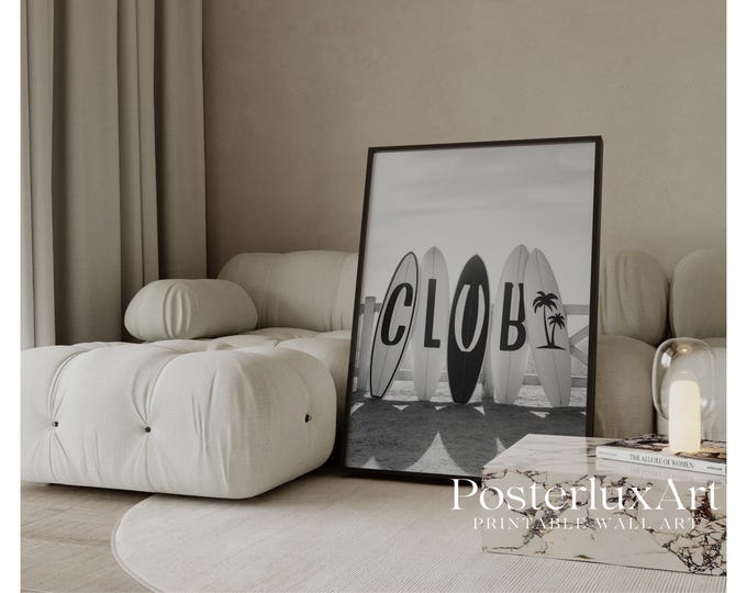 Stockholm Surfboard Print – Black and White Surf Club…