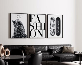 Trendy Black and White Fashion Wall Art, image 1