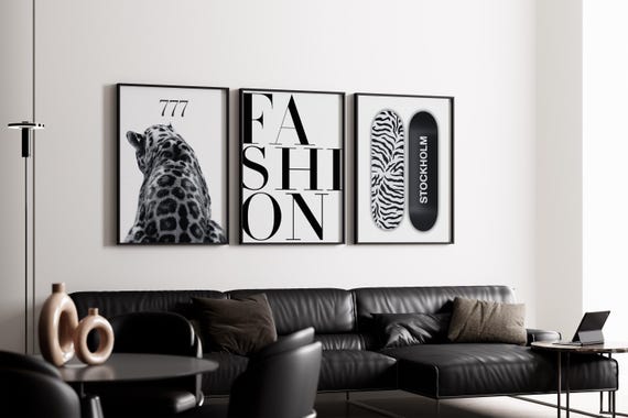 Trendy Black and White Fashion Wall Art