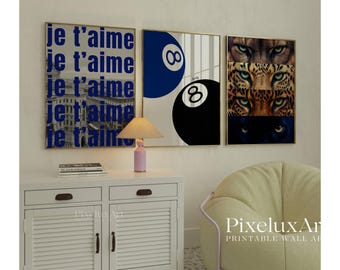 Navy Blue Leopard Wall Art Set, image 2