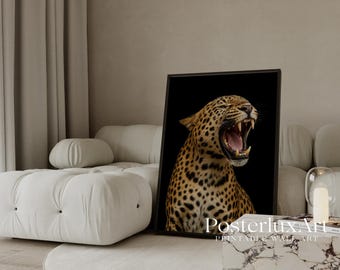 Set of 3 Black Leopard Wall Art, image 4