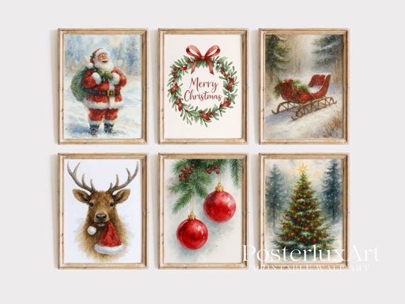Christmas Wall Art Set of 6