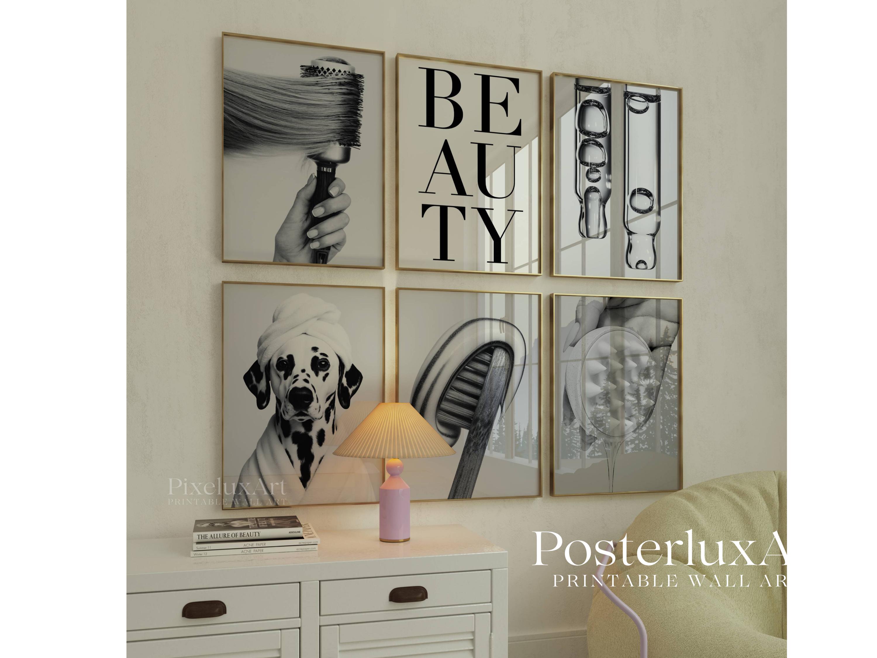 Black and White Beauty Salon Wall Art Set | Spa Bathroom Posters, Y2K ...