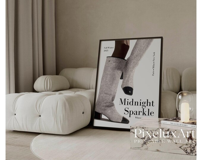 Trendy Black and White Fashion Wall Art, Magazine Cover…