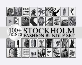Stockholm Fashion Wall Art Bundle | 100+ Modern Prints, Leopard, Fashion, Chic and Stylish Gallery Set, Aesthetic Black & White Wall Art Set
