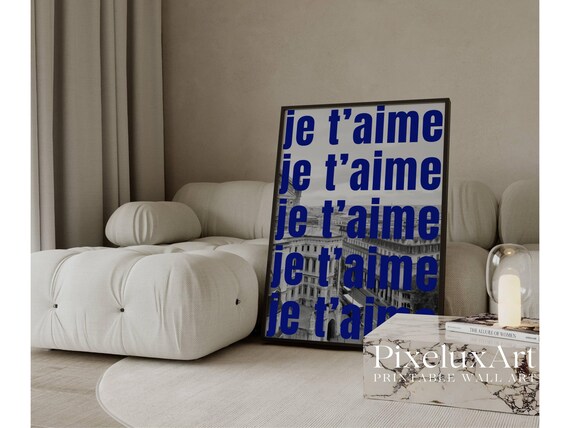 Navy Blue Je T'aime Wall Art