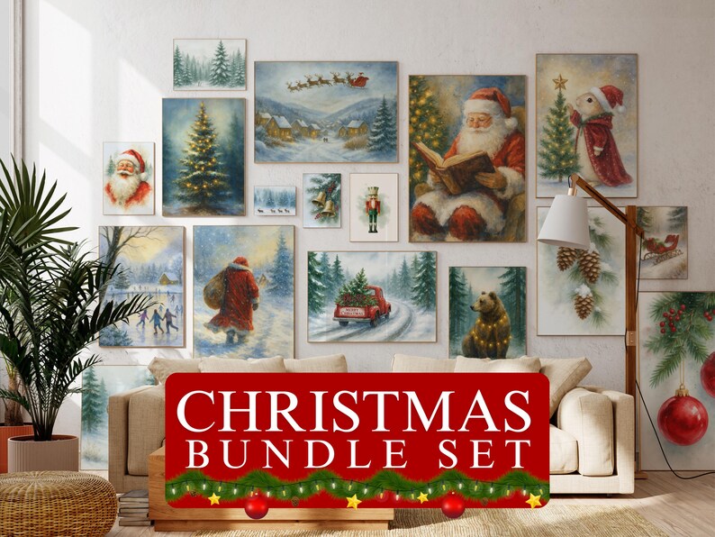 Christmas Wall Art Bundle Set of 17