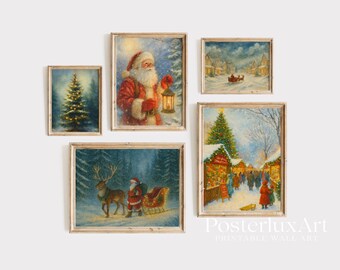 Vintage Christmas Wall Art Set, image 1