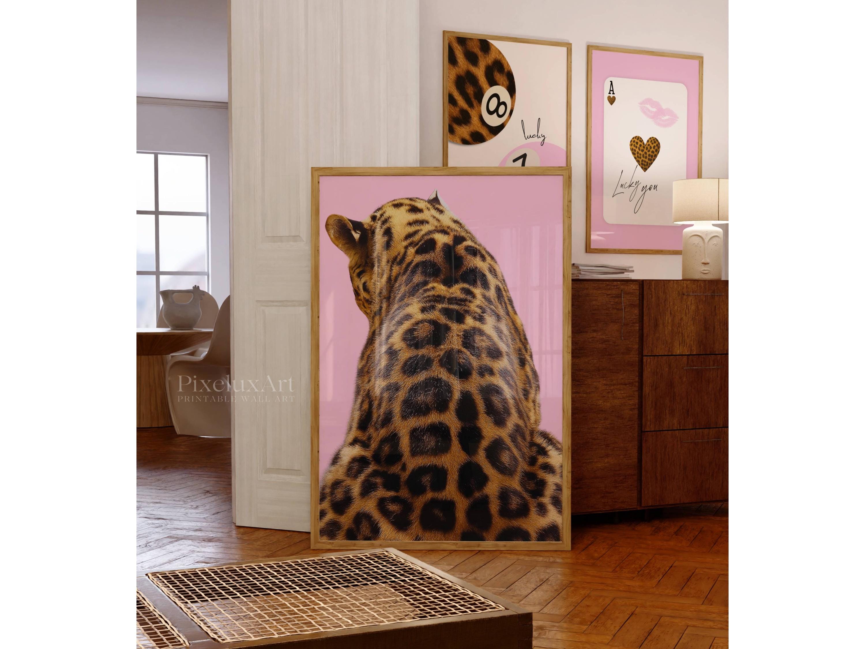 Preppy Cheetah Trendy Poster Set, Pink Y2k Leopard Wall Art Set ...