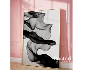 Black & White Abstract Flow Wall Art, image 5