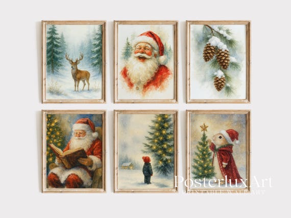 Christmas Wall Art Set of 6
