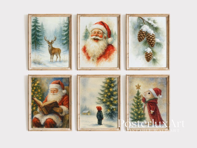 Christmas Wall Art Set of 6