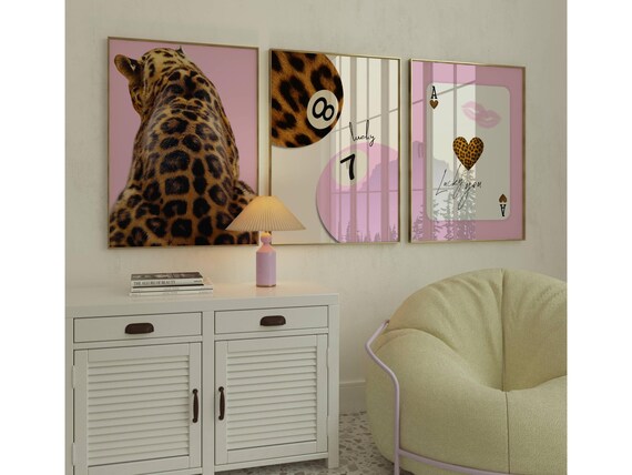 Preppy Cheetah Trendy Poster Set