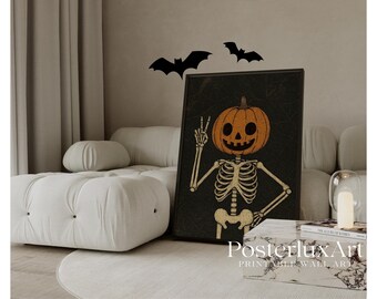 Pumpkin Skeleton Halloween Wall Art, image 2