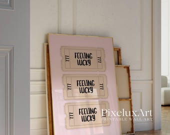 Pink Lucky Retro Girly Ticket Wall Art, image 3