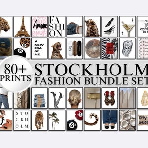 ストックホルムファッションウォールアートバンドル | 80枚以上のモダンプリント、ヒョウ柄、ファッション、シックでスタイリッシュなギャラリーセット、美しい高級ウォールアートセット