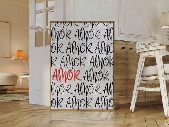Amor Poster – Retro Amor Typography Art Print, Amore Wall Decor