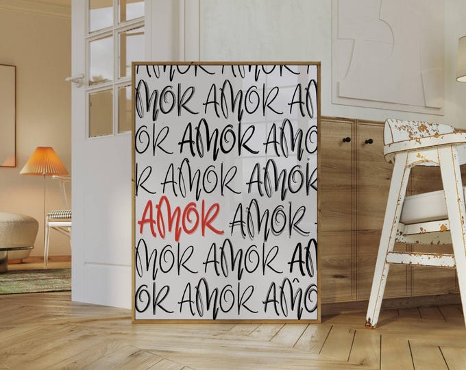 Amor Poster – Retro Amor Typography Art Print, Amore Wall…